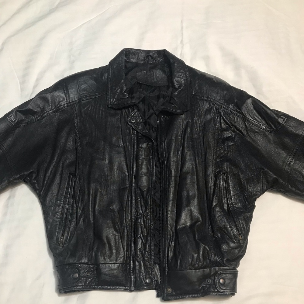 Real-leather vintage jacket